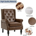 thumbnail image 5 of Lin-Utrend Mid-Century Wingback Accent Chair, Brown Microfiber with Buttons (1 Piece), 5 of 9