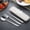 Beige_New#44351, variant on Portable Reusable Utensil Set with Case, Stainless Steel Fork Spoon Chopsticks for Camping, Travel, Work, School, Lunch