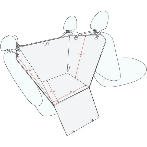 Dog Car Seat Cover for Back Seat - Waterproof Dog Half Hammock for Cars with Mesh Window, Scratchproof Pet Backseat Protector, Perdurable, Non-Slip Booster Seat for Small, Medium and Large Dogs