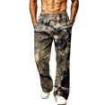 thumbnail image 2 of Dwelliawo Men's Baggy Camo Graphic Print Sweatpants Workout Athletic Joggers Elastic Waist Pants Casual Wide Leg Elastic Waist Streetwear Sweatpants with Pockets Brown S, 2 of 6