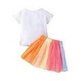 thumbnail image 3 of Fsqjgq Baby Girl Clothes Toddler Girls Birthday Outfits Embroidery Letter T Shirt Tops+Rainbow Tutu Skirt Two Piece Birthday Clothing Sets 5-6 Years, 3 of 9