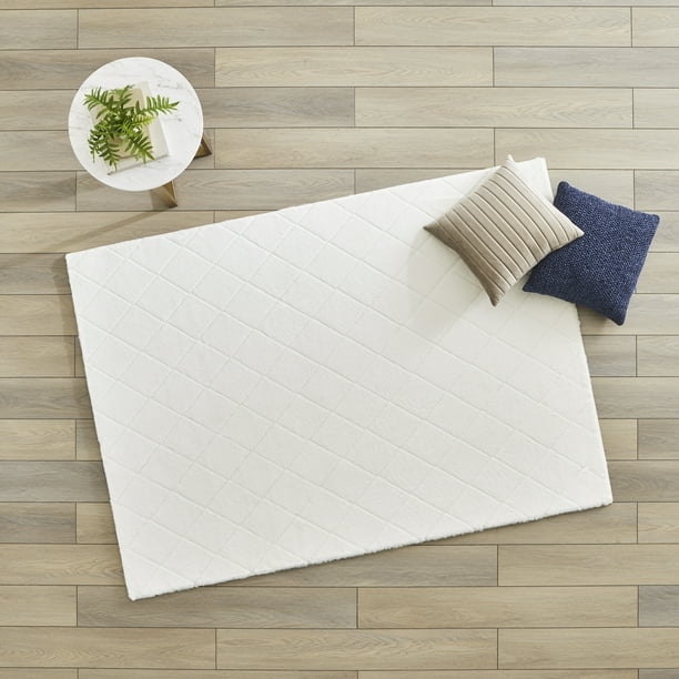 Better Homes & Gardens, 5' x 7' Ivory Diamond Rabbit Faux Fur Area Rug