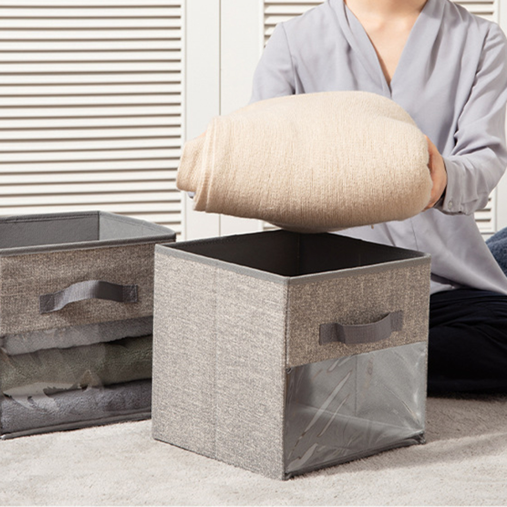 Collapsible Storage Cube Bins with Clear Window Storage Box for