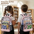 thumbnail image 4 of ZIATUBLES 17 Inch Heavy Duty Clear Backpack, Fabric & PVC Transparent Bag with Pink Polka Dot Bow Print, Large Capacity See Through Bag Easy to Clean for School College Work, 4 of 7