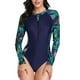 thumbnail image 1 of Traje de surf Traje de baño de una pieza estampado con bloques de color Traje de buceo para mujer Traje de baño de manga larga, 1 of 6