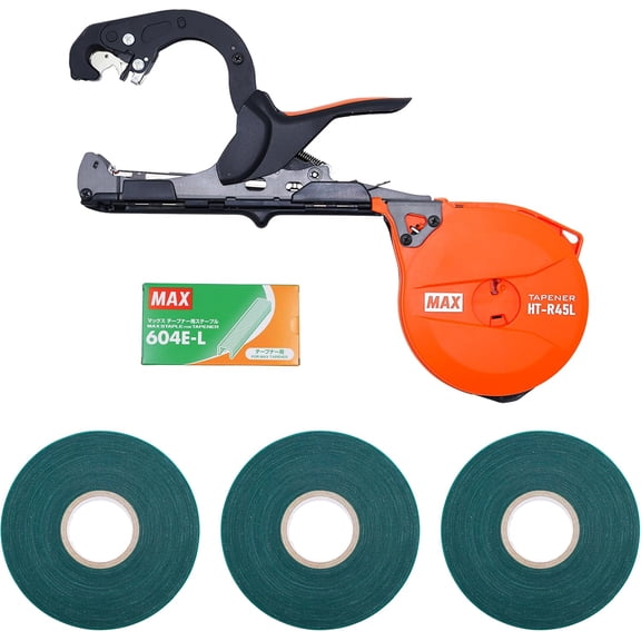 MAX HT-R45L Tapener Lightweight Plant Tying Tool Starter Kit with Tape & Staples