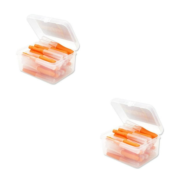 Vogacara 40 Uds cepillo interdental Push-Pull cepillos de en forma de I herramienta de higiene bucal para interiores y exteriores hogar viaje Naranja 0.6 mm 2piezas Vogacara CBP000306