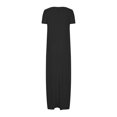 thumbnail image 4 of Robe Chemise Longue Robe Maxi Manches Courtes Robes Longues Décontractées Tendance Robe d'Été Robe Crayon Articles en Solde Noir 3TG, 4 of 5