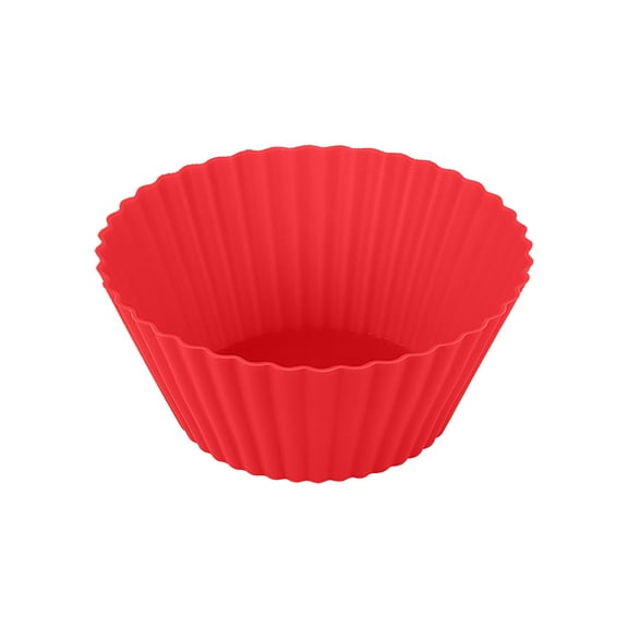 A Silicone Cake Molds 7Cm Muffin Cups Non Stick Bakeware For Chiffon Cake Steaming Baking Reusable Easy Clean 10Pcs Red