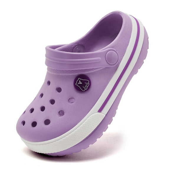 HOBIBEAR Girls and Boys Classic Clogs Garden Slip on Water Shoes(Light Purple 10-10.5 Toddler)