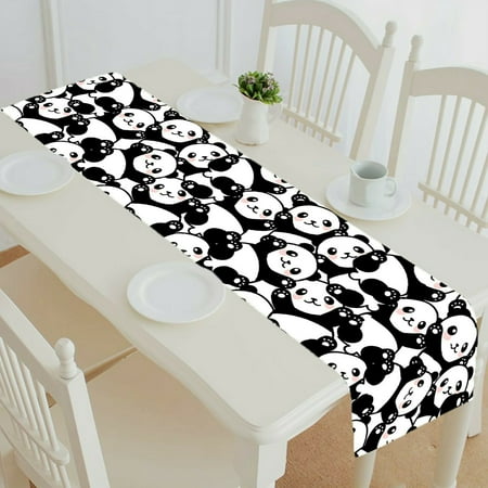 

ECZJNT Cute Panda table runner table cloth tea table cloth 16x72 Inch