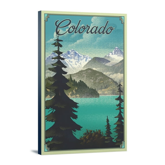 Nederland, Colorado, Lake and Mountains Lithograph, (12x18 Wrapped Canvas, Wall Decor, Artwork)