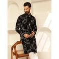 thumbnail image 2 of Sojanya (Since 1958) Men'S Cotton Silk Floral Embroidered Black Kurta With Pyjama, 2 of 6