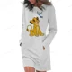 thumbnail image 4 of Vestido tipo túnica con capucha y bolsillos para mujer, estampado del Rey León de Disney, manga larga, sexy, ajustado, con bolso a la cadera, 4 of 5