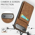 thumbnail image 5 of Case Compatible with iPhone Air with PU Leather Back + TPU Frame, Card Slot with RFID Blocking Kickstand Classic Slim Fit Phone Cover Designed for iPhone Air - Brown, 5 of 8