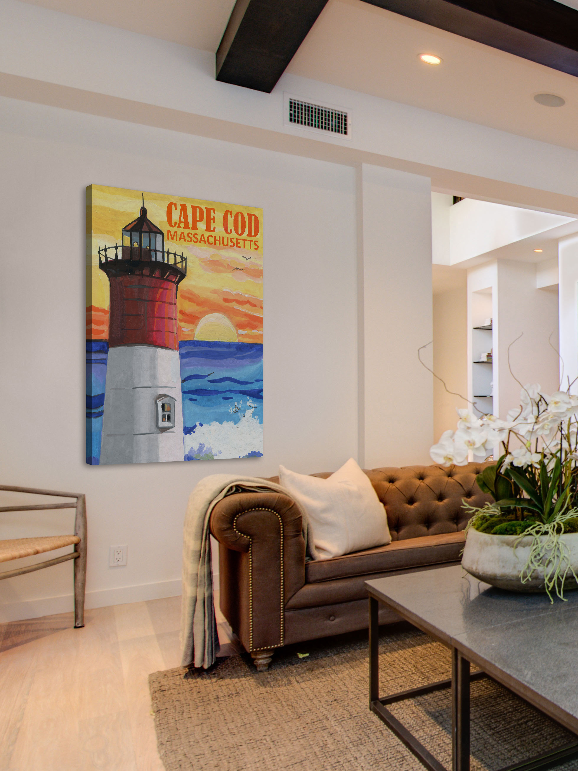 "Cape Cod Lighthouse" Painting Print on Wrapped Canvas