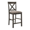 thumbnail image 2 of Set of 4 Linen Finish Counter Height Chair, Modern Farmhouse Kitchen Dining Room Chair, Solid Wood Fabric Upholstered Seat Wood Back Chairs (Gray), 2 of 7