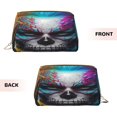 thumbnail image 3 of Picia Modern Abstract Colorful Skull Print Leather Makeup Bag Make Up Bag Travel Toiletry Bag for Her Girlfriend Teacher Teen Girl Gifts, 3 of 8