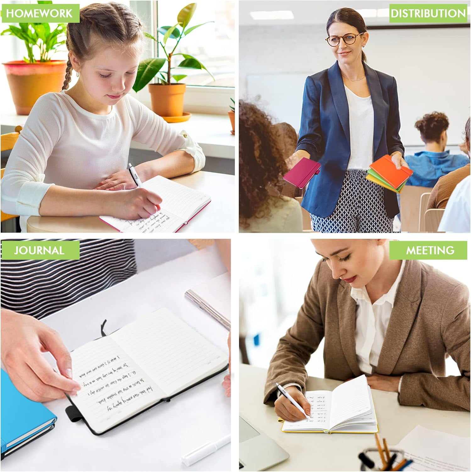 feela Pocket Small Notebooks Bulk, Mini Cute Notepads Hardcover College Ruled Lined Journals with Pen Holder for Business Memos, with 15 Black Pens, 3.5”x 5.5”, 15 Pack, A6, Solid Colors