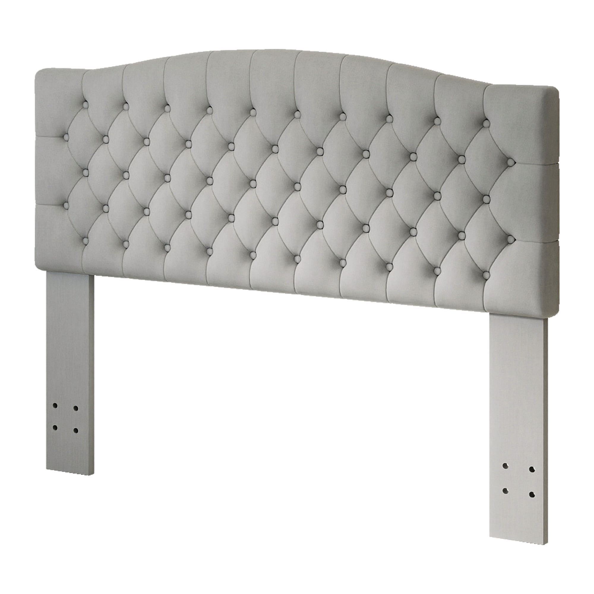 Queen Headboard Wall Mount & Bed Frame Compatible, Velvet Upholstered Button Tufted, Gray