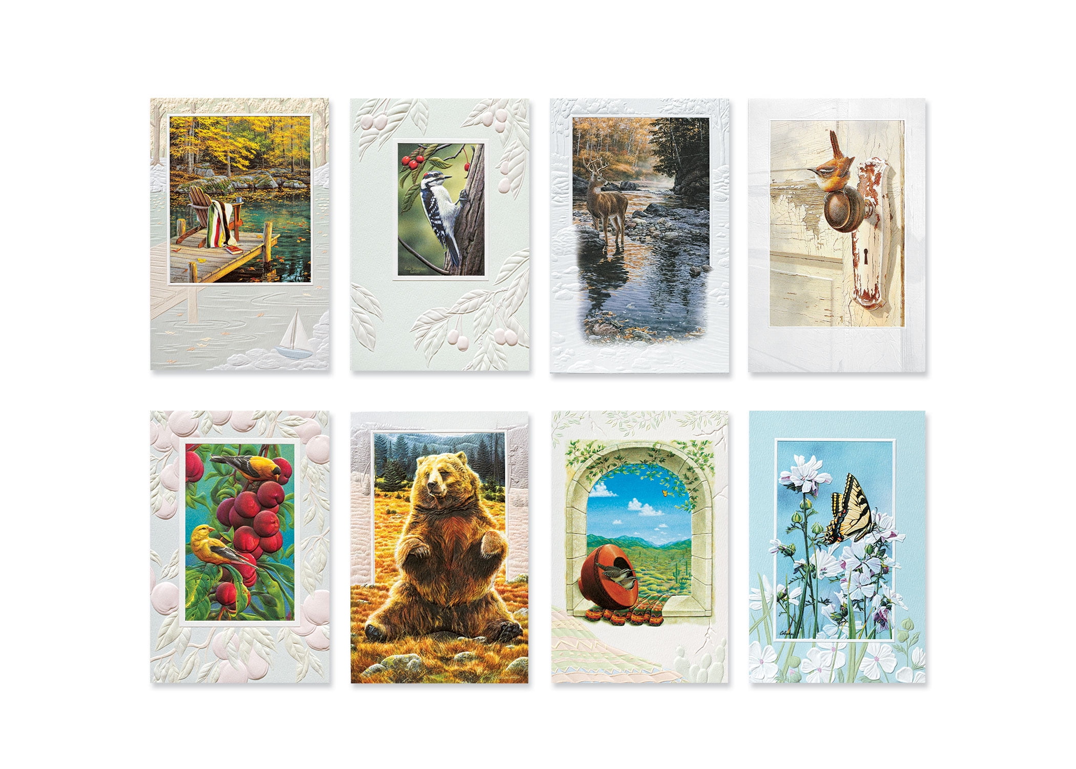Pumpernickel Press Embossed Greeting Cards Boxed Assortment – Scenic Nature, 36 Count