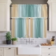 thumbnail image 4 of 3 Piece Kitchen Curtains and Valances Set Teal Yellow Ombre Cafe Curtains 24 Inch Length Farmhouse Modern Gradient Art Valance & Tier Curtain for Living Room Bedroom Small Window 54"x18"+27"x24"*2, 4 of 6