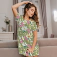 thumbnail image 3 of Pofeuu Flowers And Buds Print Women's Loose Fit Short Sleeve Nightgown, Comfortable Sleep Dress for Women, Casual Lounge Sleepwear, Soft Cotton Sleep Dress, 3 of 6