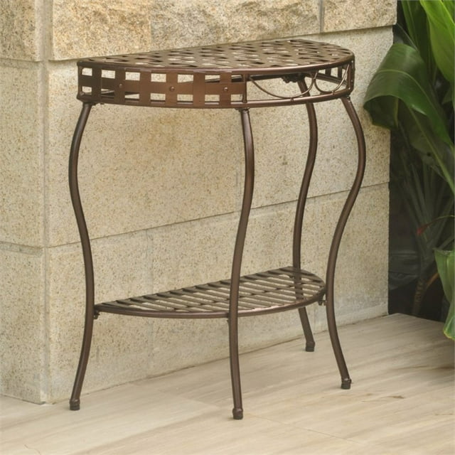 International Caravan Santa Fe Iron Patio Console Table in Bronze