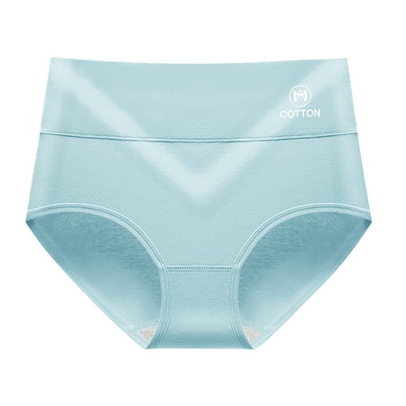 vigerkar High Waisted Underwear For Women Full Coverage Soft Tummy Control Shaping Panty Seamless Panties Light Blue  XL