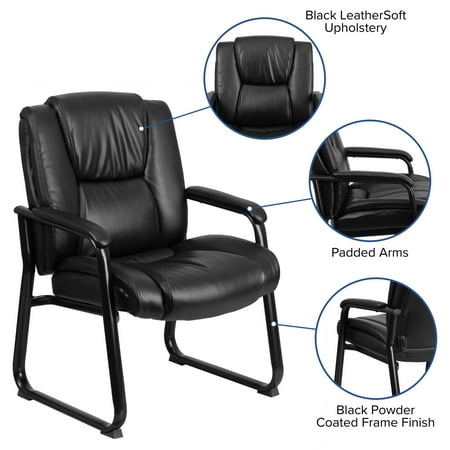 Flash Furniture - Hercules  Contemporary Leather/Faux Leather Big & Tall Side Chair - Upholstered - Black