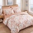 thumbnail image 2 of Regency Heights 6-Piece Twin Size Seersucker Comforter Set with Sheets, Textured Botanical Bed in a Bag for Dorm, Coral Reversible Bedding Comforter Set with Flat Sheet, Fitted Sheet with Side Pocket, 2 of 11