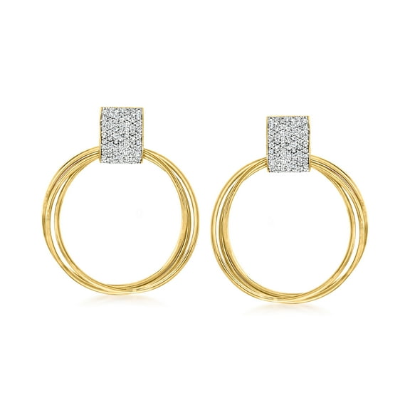 Ross-Simons 0.75 ct. t.w. Diamond Doorknocker Earrings in 18kt Gold Over Sterling, Women's, Adult