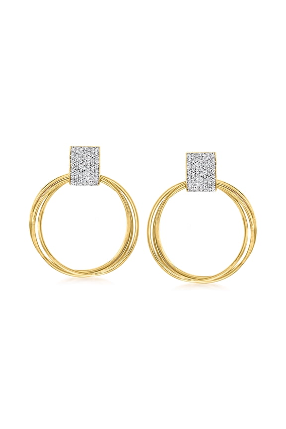 0.75 ct. t.w. Diamond Doorknocker Earrings in 18kt Gold Over Sterling, Women's, Adult