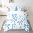 thumbnail image 2 of Feelyou Stars Bowknot Bedding Comforter Set 7 Pieces, White Blue Cartoon Full Bedding Set, 2 of 8