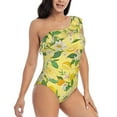 thumbnail image 3 of Rateoe Lemon Pattern Women One Piece Swimsuits Tummy Control One Shoulder Bathing Suits Ruffle Swimwear-X-Large, 3 of 6
