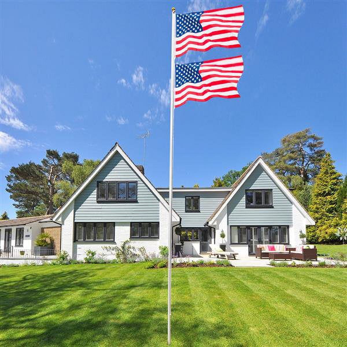 Hassch 25Ft America Flag Flagpole Kit ,Solemn Outdoor Decoration Sectional Halyard Pole