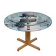 thumbnail image 3 of WYYP Snowman Round Tablecloth - Outdoor Picnic Camping and Indoor Kitchen Dining Party 100% Polyester Fiber Christmas Table Cloth Snowman White, 3 of 8