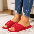 thumbnail image 6 of Knivor Open Toe Bow House Slippers for Women Soft Coral Fleece Non Slip Flat Indoor Slide Slippers for Bedroom Lounge, 6 of 9