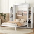 thumbnail image 3 of Full Size Murphy Bed Wall Bed - White Space-Saving Design with LED Lights, 3 of 8