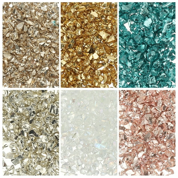 6 Colors Crushed Glass Chips, 1-3mm Irregular Glitter 33g, Gold Color Series