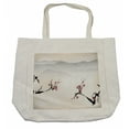 thumbnail image 1 of East Shopping Bag, Japanese Nature Landscape National Sakura Flower over Himalayas and Flying Gulls, Eco-Friendly Reusable Bag for Groceries Beach and More, 15.5" X 14.5", Cream, by Ambesonne, 1 of 2