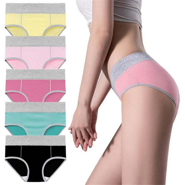 Cotton Medium High Waist Underwear Women Soft Briefs Comfy Breathable Ladies  C Section Panties Multipack 5 Pack 