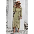 thumbnail image 3 of Women's Long Sleeve Vintage Wrap Dress Floral Print V-Neck Maxi Dresses with Belt, 3 of 7