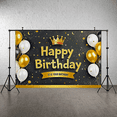 thumbnail image 5 of Glamorous Black Gold Happy Birthday Banner with Crown Balloons and Sparkles Backdrop Party Decoration for Birthday Parties Photography Props and Celebrations, 5 of 8