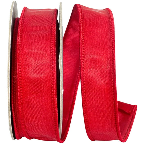 Ribbon - Iridescent Satin Elegance Wired Edge, Red, 7/8 Inch, 10 Yards