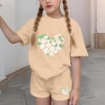 thumbnail image 5 of NAISIBABY Girls Outfit Sets 2-Piece, Summer St Patrick's Day Prints T-Shirt and Shorts Casual Fashion Sports Clothes Beige 6T, 5 of 6