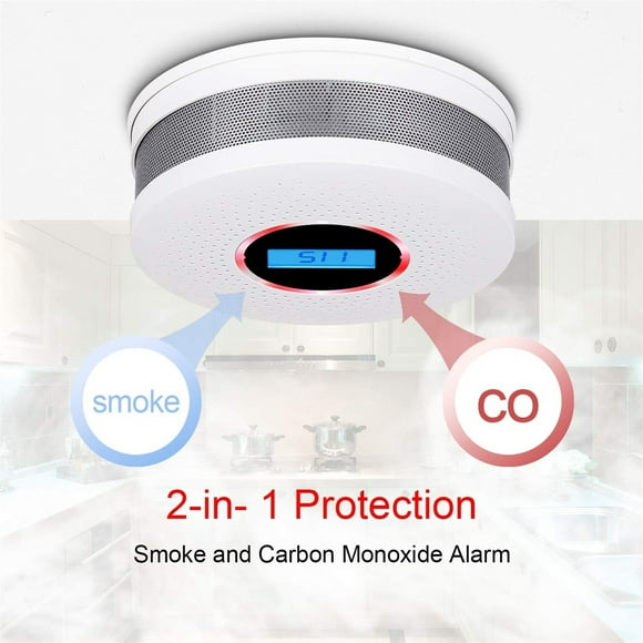 LSLJS Detector and Carbon Monoxide Combined with Sound and LCD Screen, Detector Alarm CO, Kitchen Burglar Alarm on Clearance