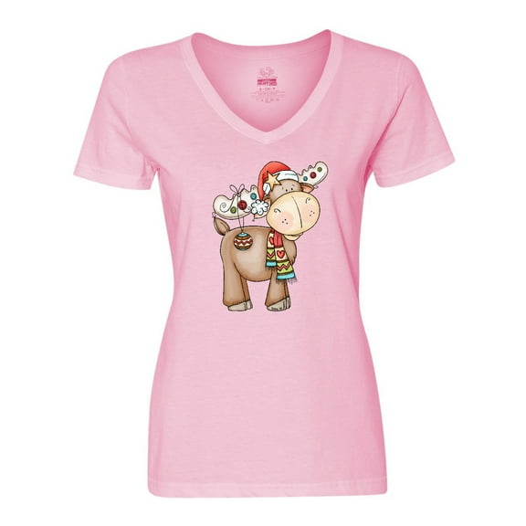 Inktastic Christmas Molly Moose Women's V-Neck T-Shirt