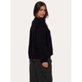 thumbnail image 2 of Women'S Tie Front Cropped Cardigan Sweater V-Neck Open Front Sweater Crochet Cable Ribbed Knit Top Black L, 2 of 6