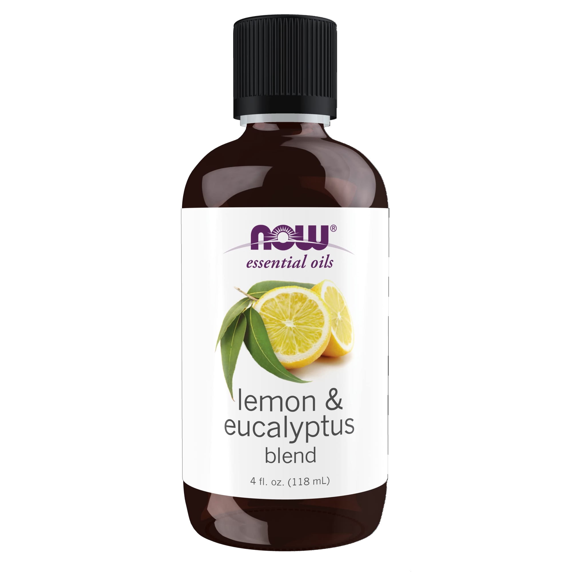 NOW Essential Oils  Lemon & Eucalyptus Oil Blend  Invigorating Aromatherapy Scent  Blend of Pure Lemon Oil and Pure Eucalyptus Oil  Vegan  Child Resistant Cap  4-Ounce